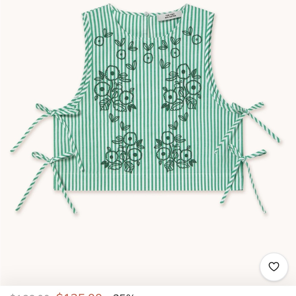NWT Tiny Big Sister Striped Embroidered Top